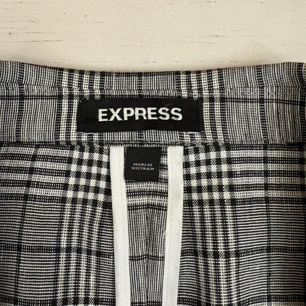 Express Blazer Men Unstructured 38S Gray Glen Plaid Linen Blend Extra Slim Fit